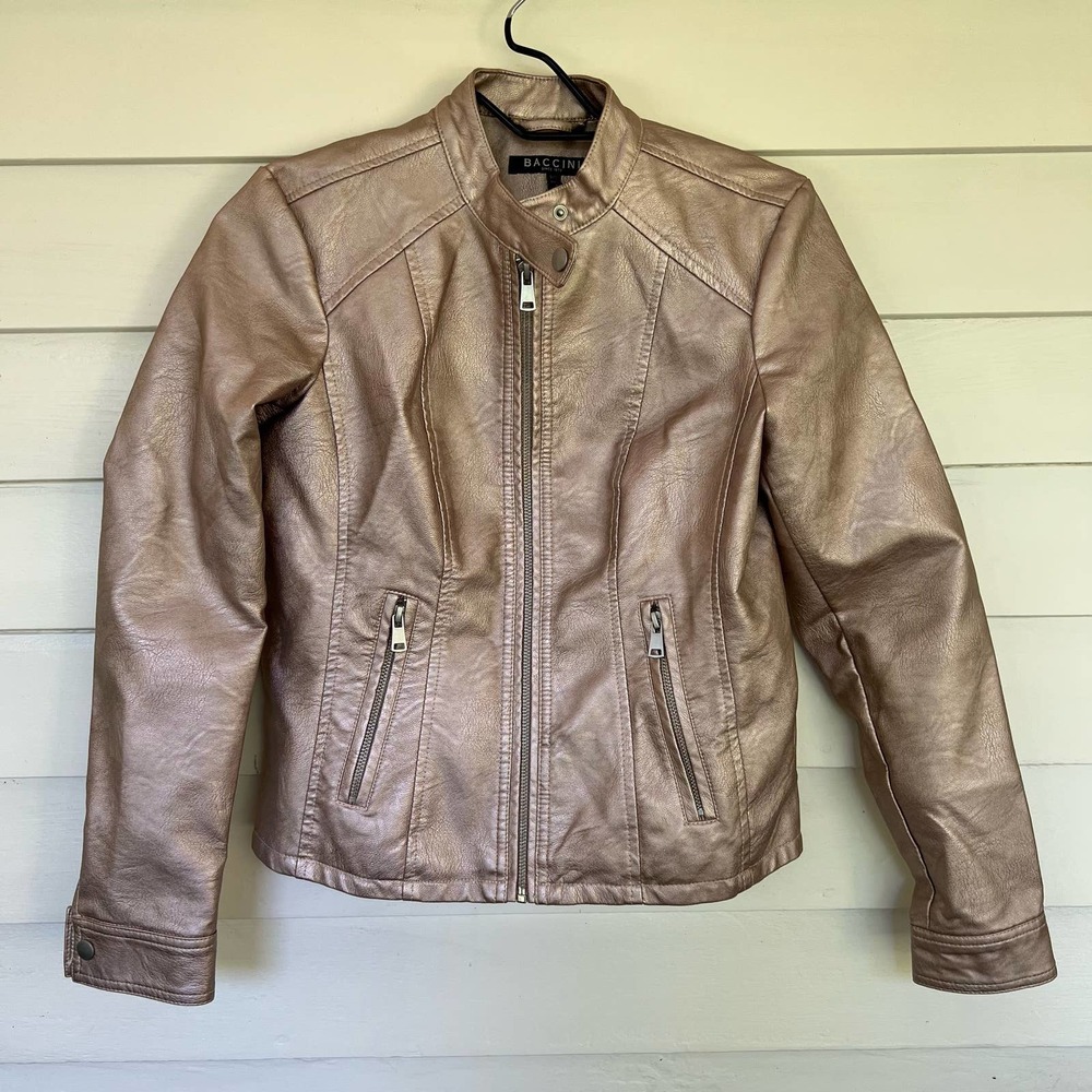 NWT Baccini Vegan/Faux Leather Jacket Rose Gold
